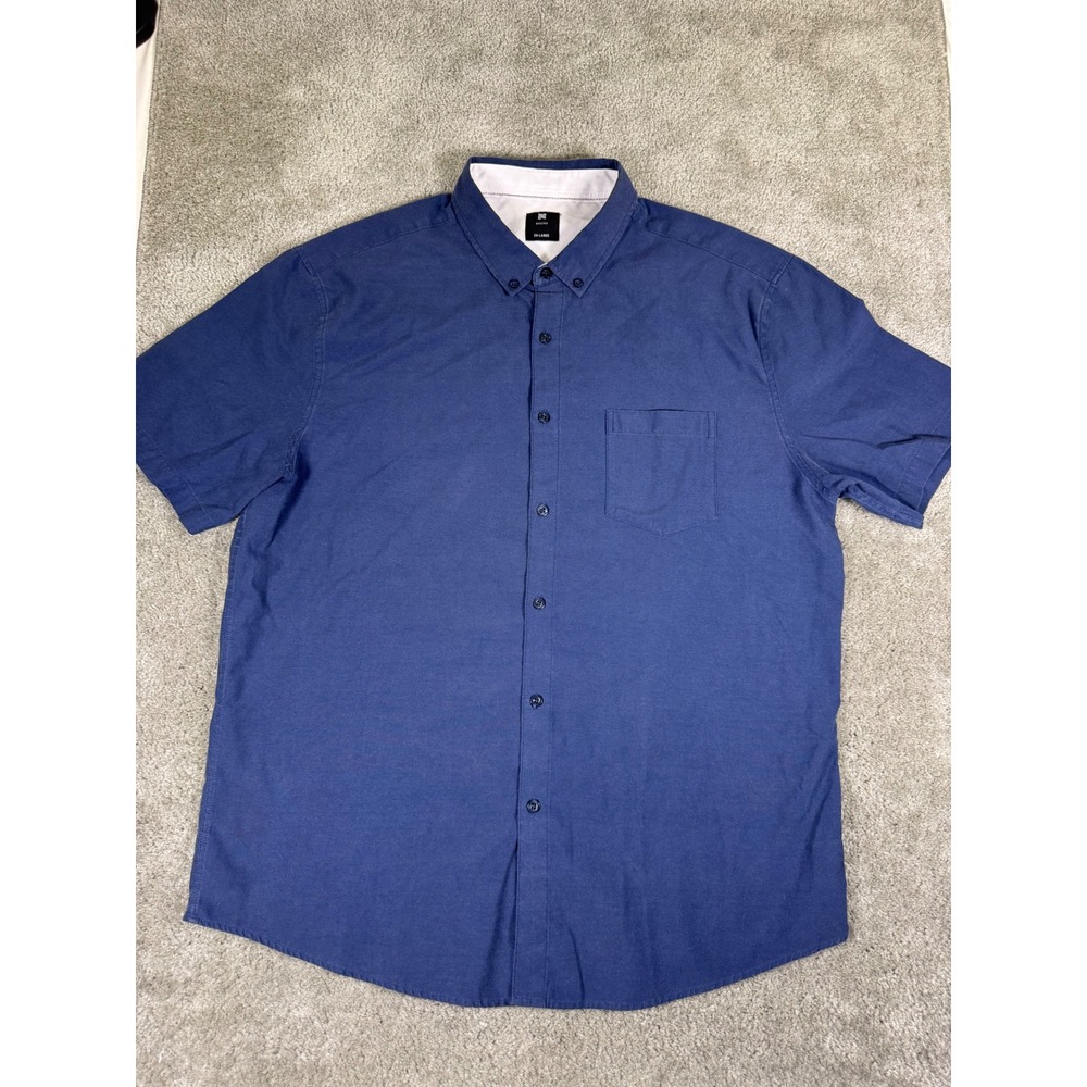 Visive Mens Blue Short Sleeve Button Down Shirt 2XL Cotton Blend Pocket Collar